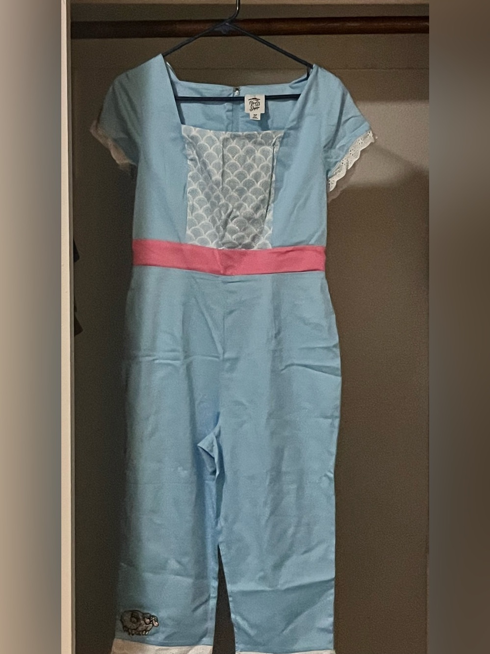 Light Blue Jumpsuit with Pink Waistband and Lace Accents bow beep from Toy story